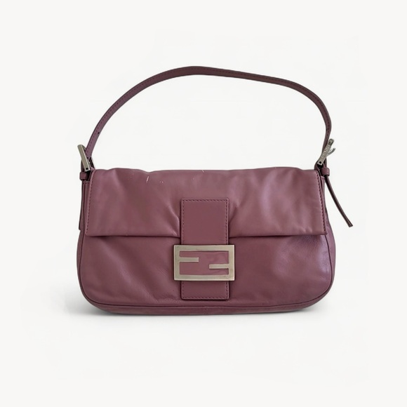 Fendi Handbags - Fendi Mauve Leather Shoulder Baguette Bag